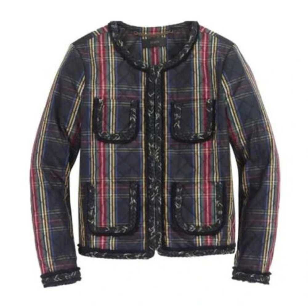 J Crew Quilted Lady Jacket in Stewart Tartan Plaid Sz 2 - Worn once